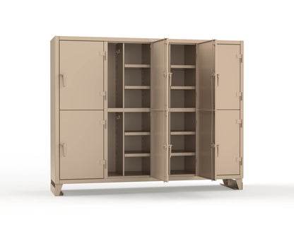 Extreme Duty 12 GA Double-Tier Locker with 8 Compartments, 16 Shelves, Coat Hooks - 98 in. W x 24in. D x 78 in. H - 86-24-2TPL-1019