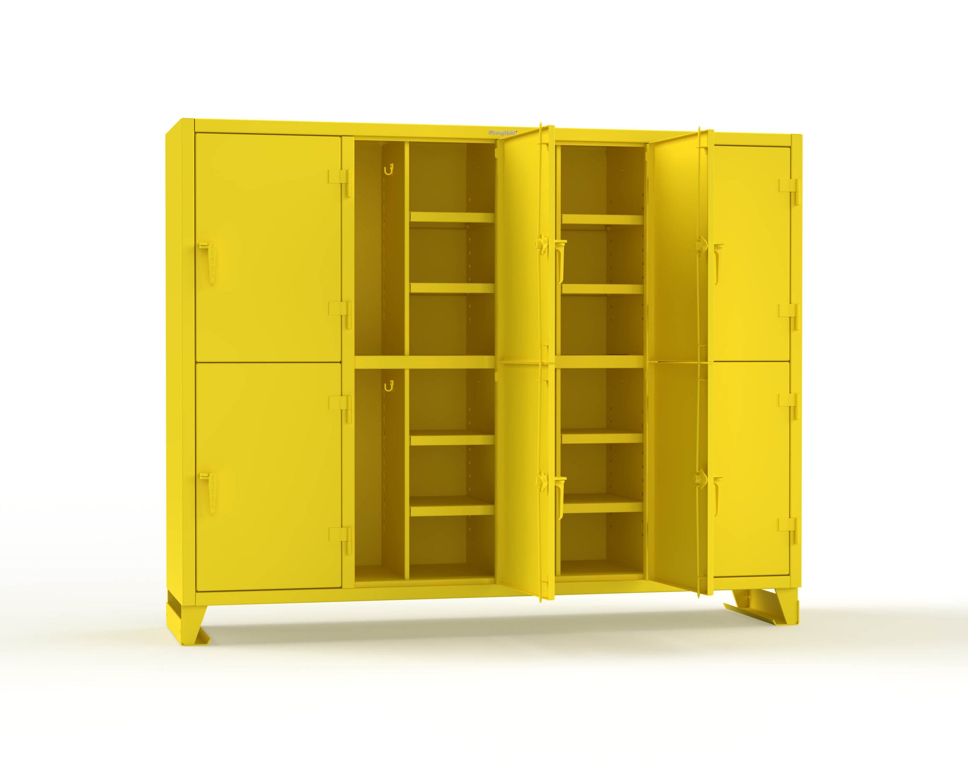 Extreme Duty 12 GA Double-Tier Locker with 8 Compartments, 16 Shelves, Coat Hooks - 98 in. W x 24in. D x 78 in. H - 86-24-2TPL-1023