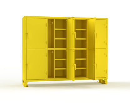 Extreme Duty 12 GA Double-Tier Locker with 8 Compartments, 16 Shelves, Coat Hooks - 98 in. W x 24in. D x 78 in. H - 86-24-2TPL-1023