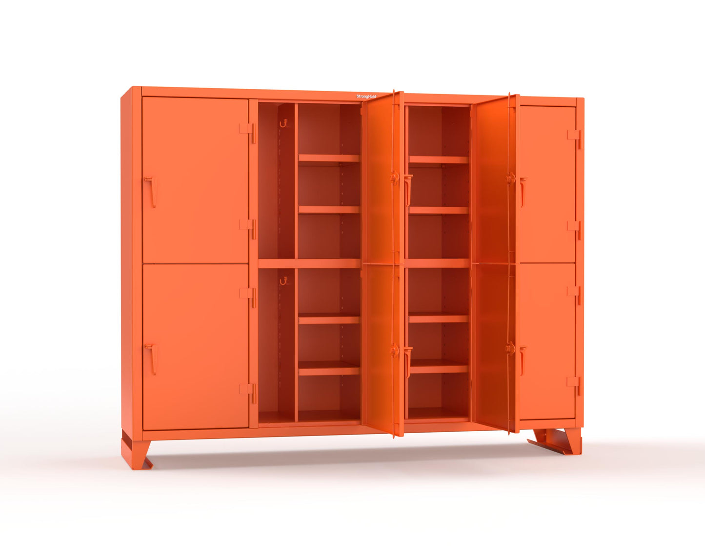 Extreme Duty 12 GA Double-Tier Locker with 8 Compartments, 16 Shelves, Coat Hooks - 98 in. W x 24in. D x 78 in. H - 86-24-2TPL-2004
