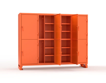 Extreme Duty 12 GA Double-Tier Locker with 8 Compartments, 16 Shelves, Coat Hooks - 98 in. W x 24in. D x 78 in. H - 86-24-2TPL-2004