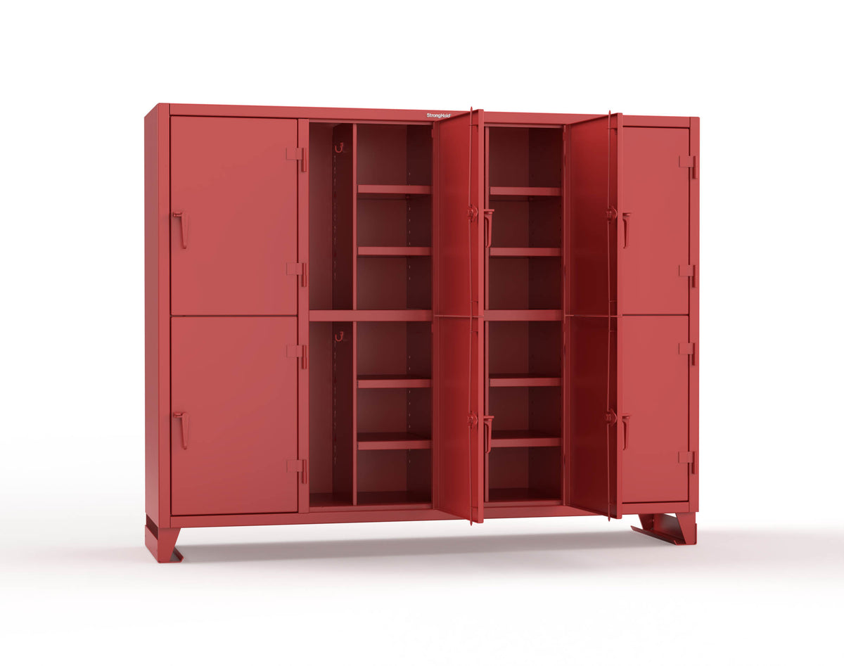 Extreme Duty 12 GA Double-Tier Locker with 8 Compartments, 16 Shelves, Coat Hooks - 98 in. W x 24in. D x 78 in. H - 86-24-2TPL-3001