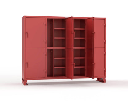 Extreme Duty 12 GA Double-Tier Locker with 8 Compartments, 16 Shelves, Coat Hooks - 98 in. W x 24in. D x 78 in. H - 86-24-2TPL-3001