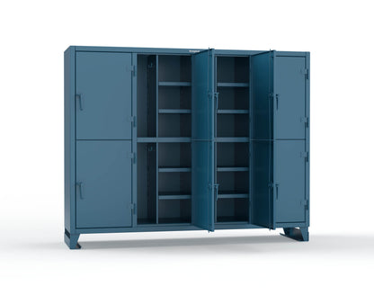 Extreme Duty 12 GA Double-Tier Locker with 8 Compartments, 16 Shelves, Coat Hooks - 98 in. W x 24in. D x 78 in. H - 86-24-2TPL-5010