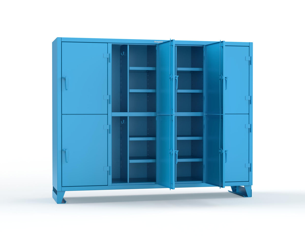 Extreme Duty 12 GA Double-Tier Locker with 8 Compartments, 16 Shelves, Coat Hooks - 98 in. W x 24in. D x 78 in. H - 86-24-2TPL-5012