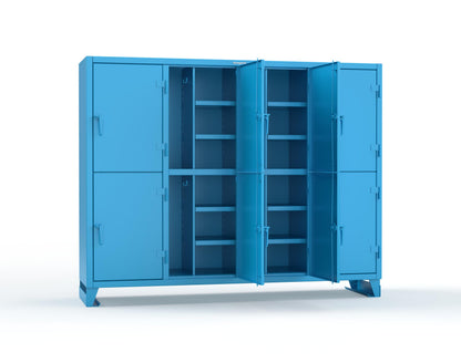 Extreme Duty 12 GA Double-Tier Locker with 8 Compartments, 16 Shelves, Coat Hooks - 98 in. W x 24in. D x 78 in. H - 86-24-2TPL-5012