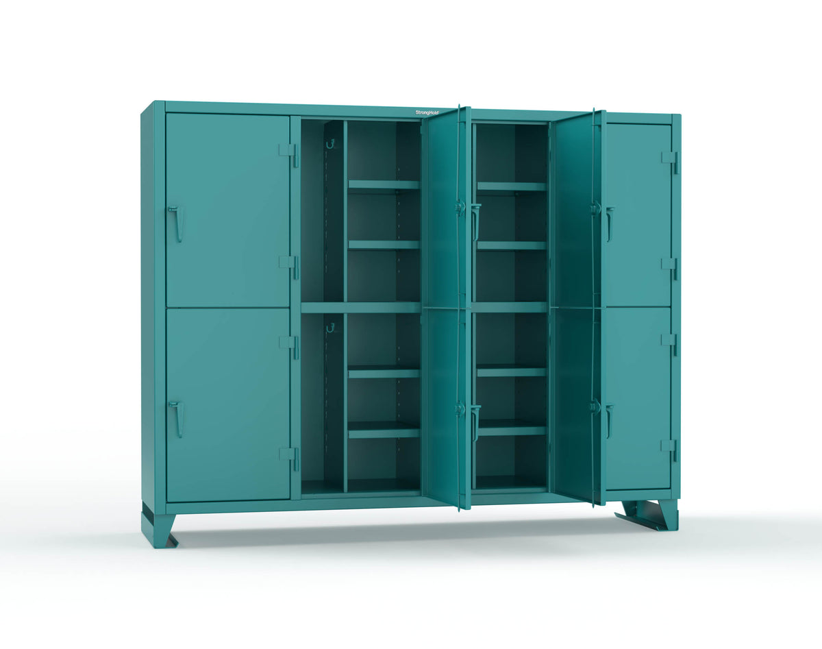 Extreme Duty 12 GA Double-Tier Locker with 8 Compartments, 16 Shelves, Coat Hooks - 98 in. W x 24in. D x 78 in. H - 86-24-2TPL-5021