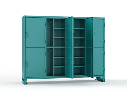 Extreme Duty 12 GA Double-Tier Locker with 8 Compartments, 16 Shelves, Coat Hooks - 98 in. W x 24in. D x 78 in. H - 86-24-2TPL-5021