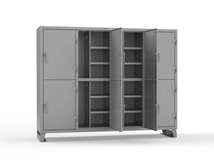 Extreme Duty 12 GA Double-Tier Locker with 8 Compartments, 16 Shelves, Coat Hooks - 98 in. W x 24in. D x 78 in. H - 86-24-2TPL-7037