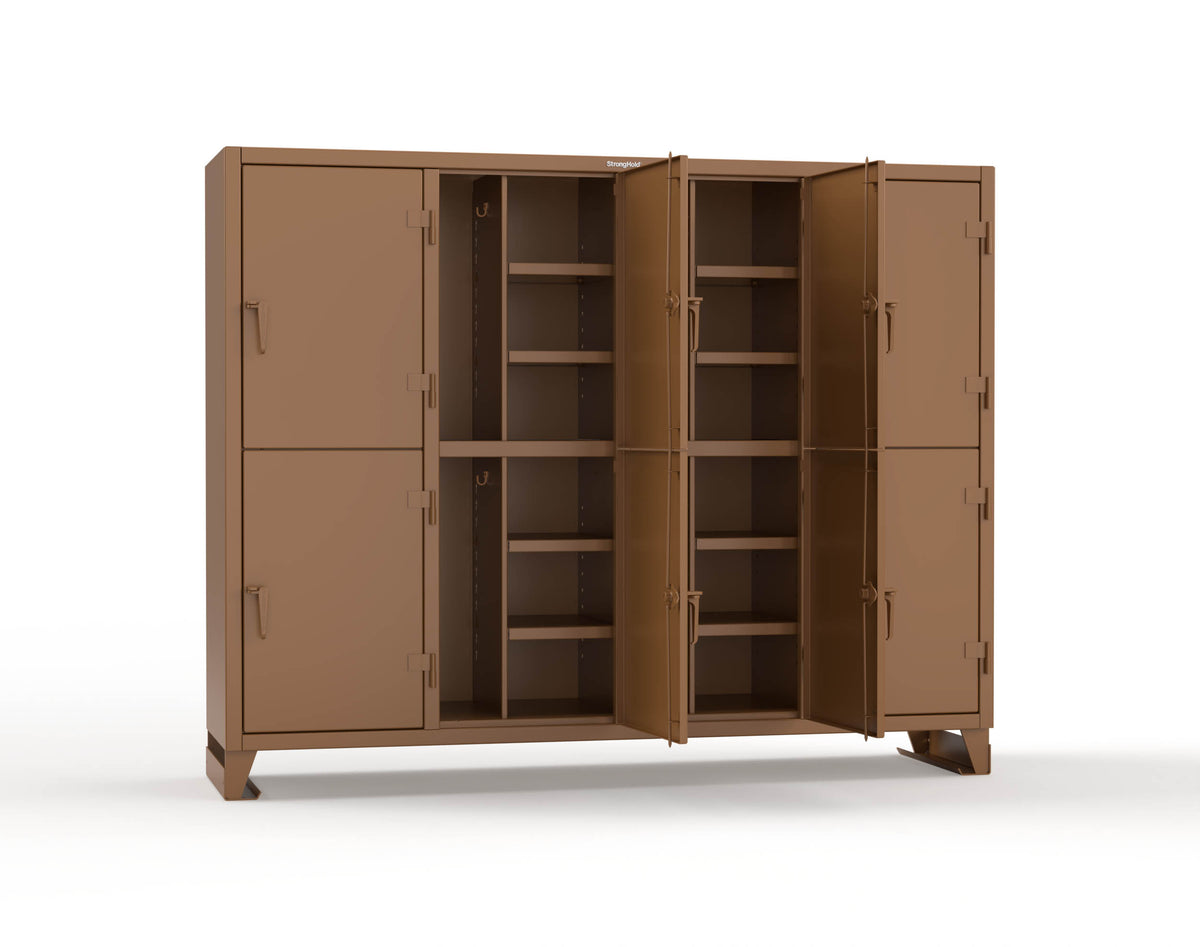 Extreme Duty 12 GA Double-Tier Locker with 8 Compartments, 16 Shelves, Coat Hooks - 98 in. W x 24in. D x 78 in. H - 86-24-2TPL-8025