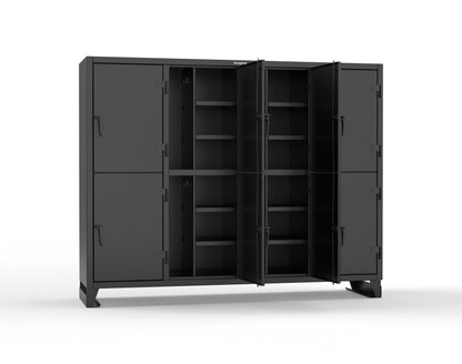 Extreme Duty 12 GA Double-Tier Locker with 8 Compartments, 16 Shelves, Coat Hooks - 98 in. W x 24in. D x 78 in. H - 86-24-2TPL-9005