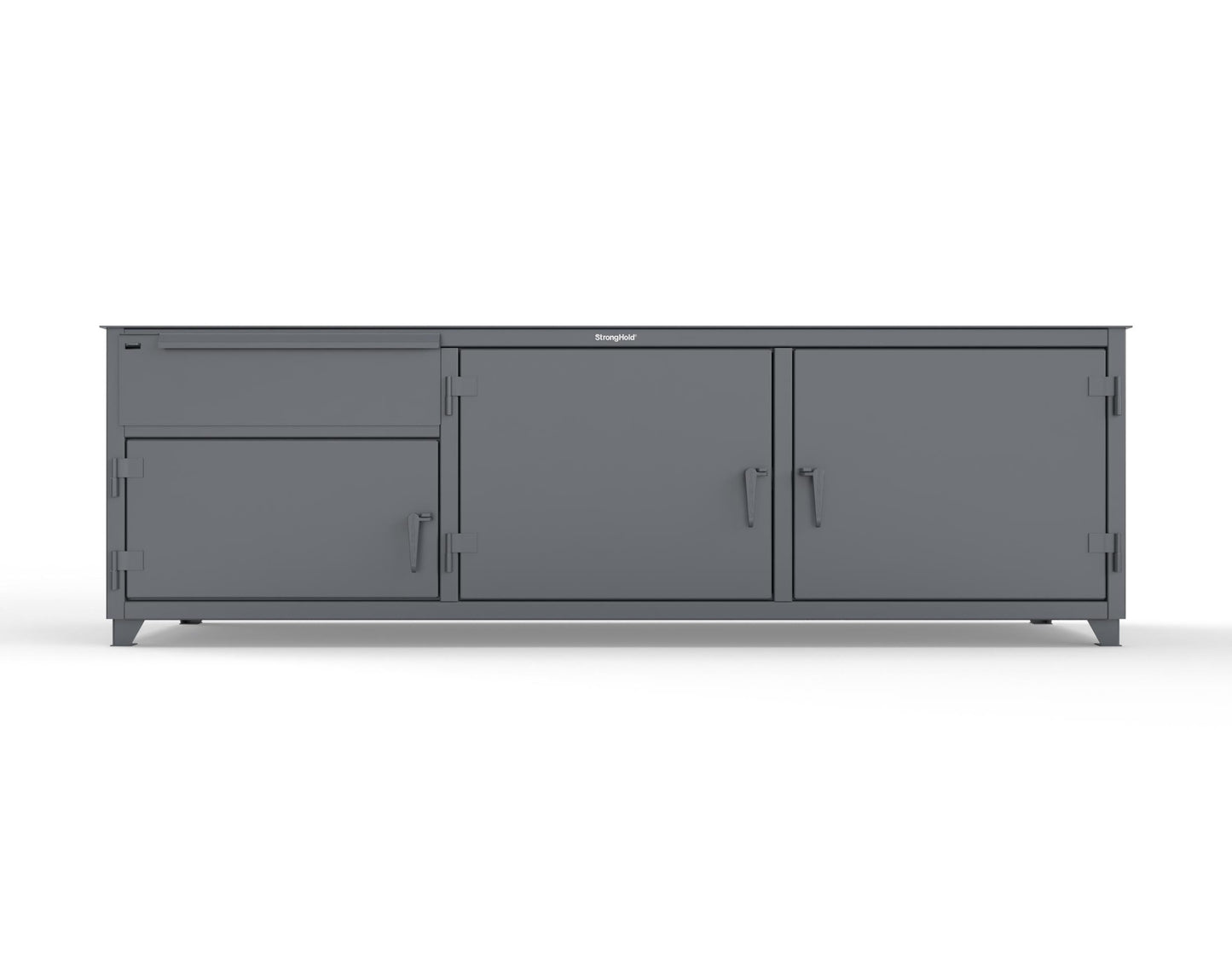 Extreme Duty 12 GA Workbench with 1 Drawer, 3 Shelves - 108 In. W x 30 In. D x 34 In. H - 93-WB-303-1DB-7024 - 93-WB-303-1DB-7024
