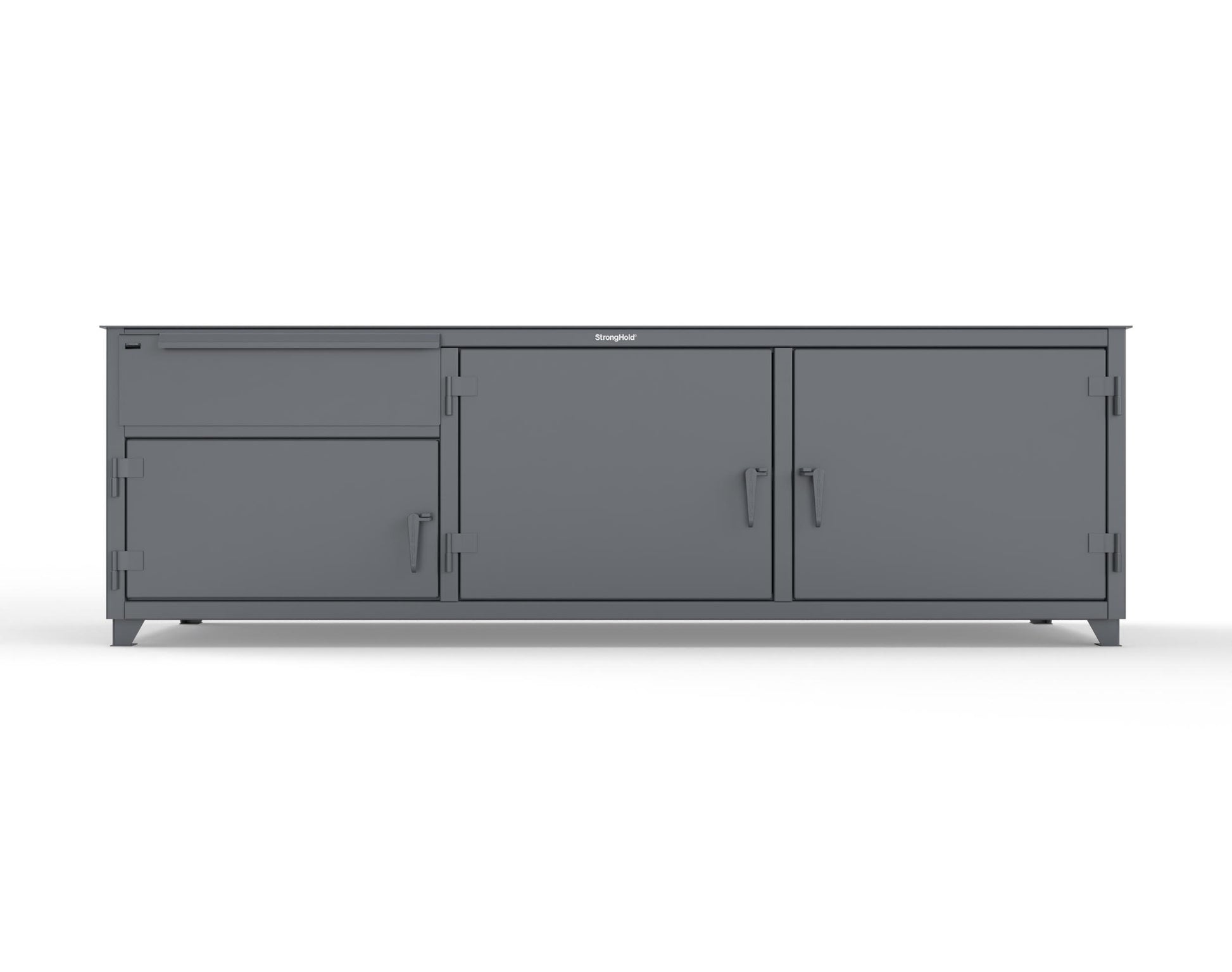 Extreme Duty 12 GA Workbench with 1 Drawer, 3 Shelves - 108 In. W x 30 In. D x 34 In. H - 93-WB-303-1DB-7024 - 93-WB-303-1DB-7024