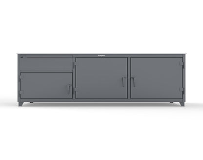 Extreme Duty 12 GA Workbench with 1 Drawer, 3 Shelves - 108 In. W x 30 In. D x 34 In. H - 93-WB-303-1DB-7024 - 93-WB-303-1DB-7024