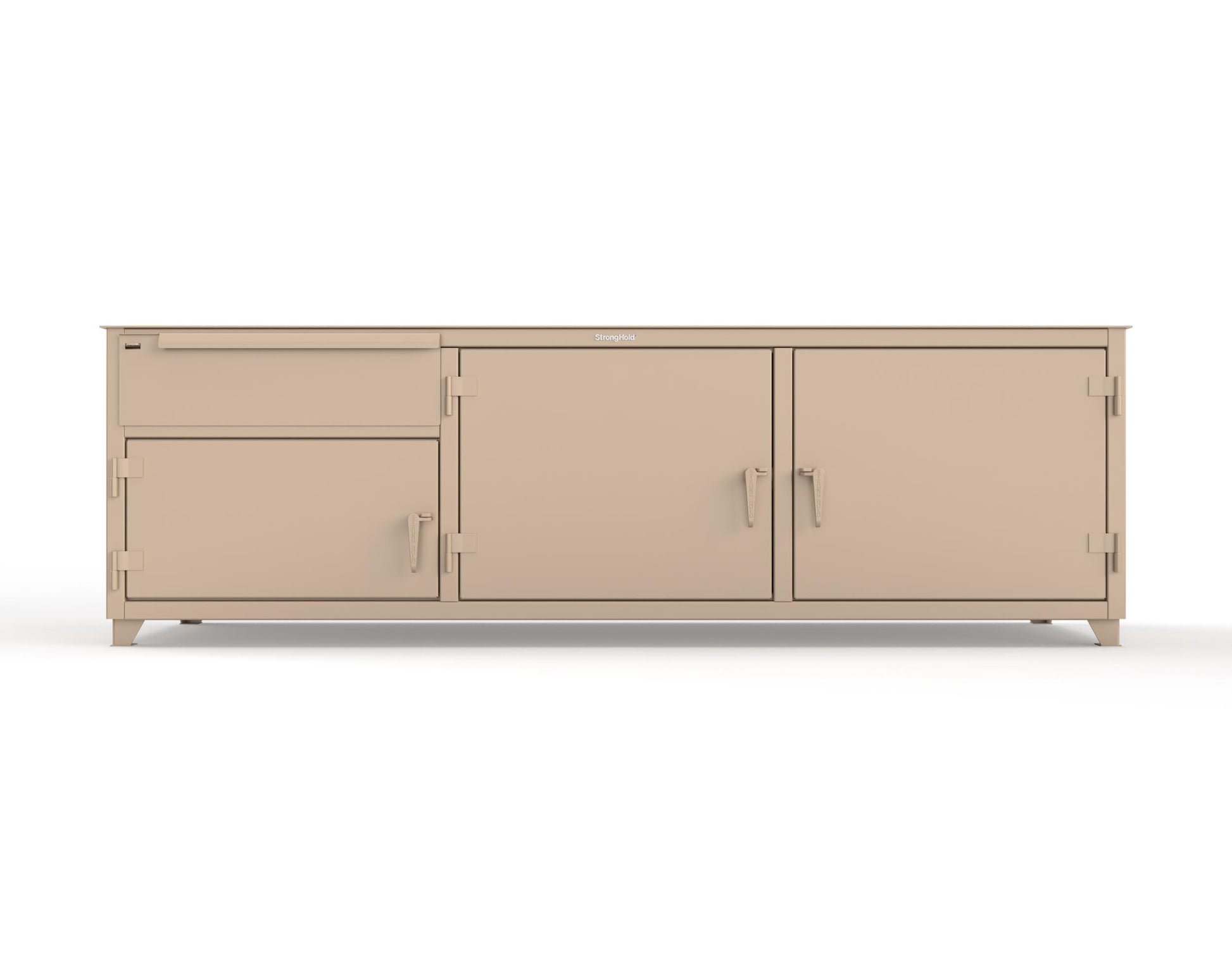 Extreme Duty 12 GA Workbench with 1 Drawer, 3 Shelves - 108 In. W x 30 In. D x 34 In. H - 93-WB-303-1DB-7024 - 93-WB-303-1DB-1019