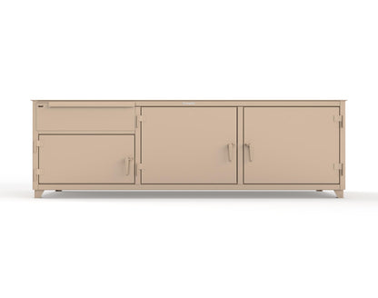 Extreme Duty 12 GA Workbench with 1 Drawer, 3 Shelves - 108 In. W x 30 In. D x 34 In. H - 93-WB-303-1DB-7024 - 93-WB-303-1DB-1019
