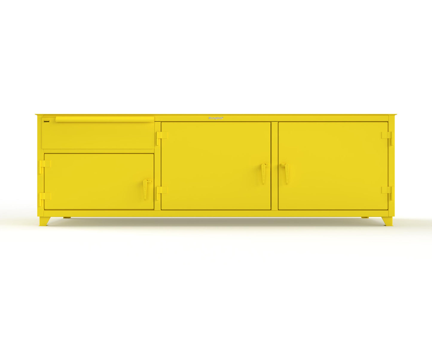 Extreme Duty 12 GA Workbench with 1 Drawer, 3 Shelves - 108 In. W x 30 In. D x 34 In. H - 93-WB-303-1DB-7024 - 93-WB-303-1DB-1021