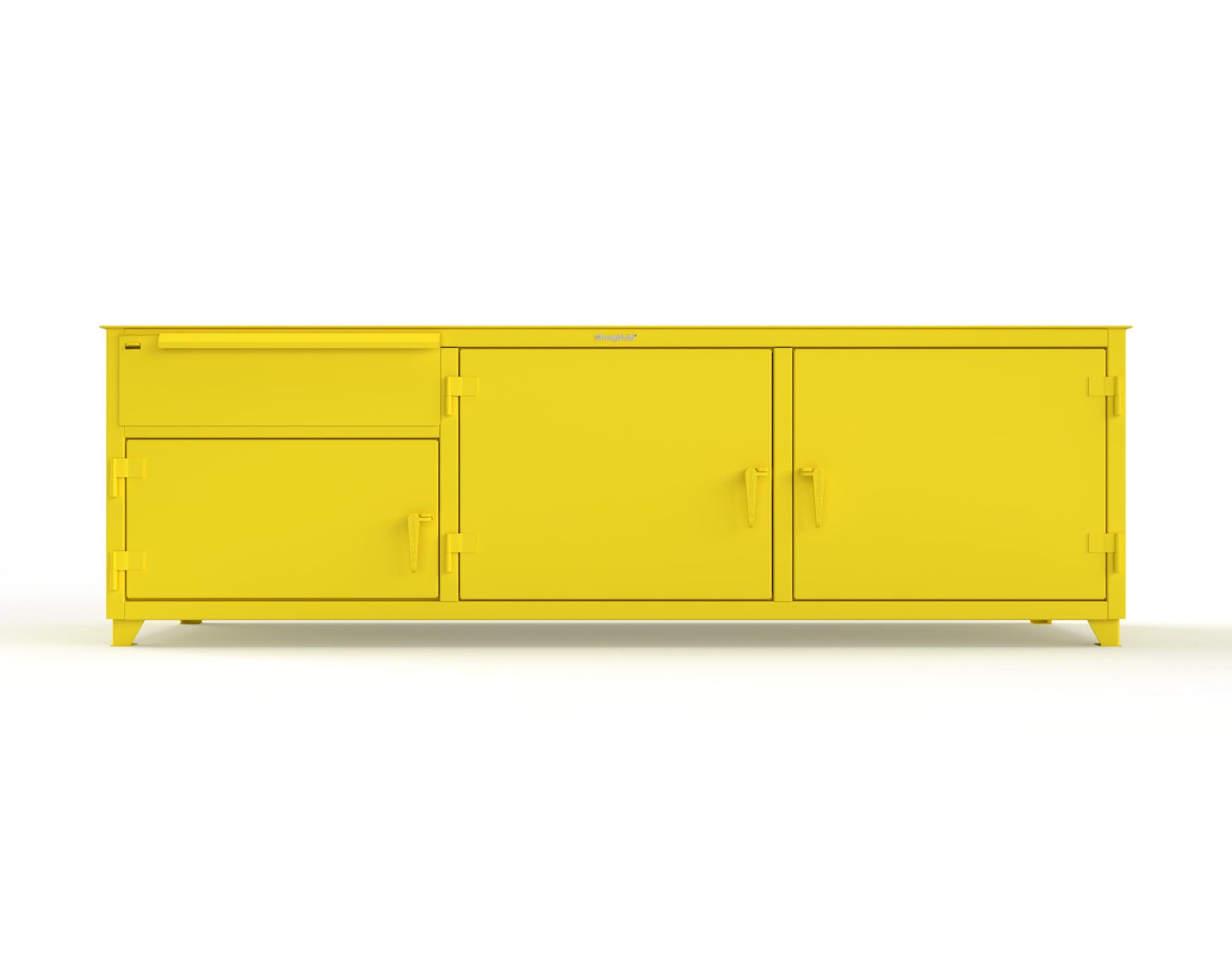 Extreme Duty 12 GA Workbench with 1 Drawer, 3 Shelves - 108 In. W x 30 In. D x 34 In. H - 93-WB-303-1DB-7024 - 93-WB-303-1DB-1021