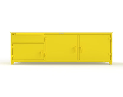 Extreme Duty 12 GA Workbench with 1 Drawer, 3 Shelves - 108 In. W x 30 In. D x 34 In. H - 93-WB-303-1DB-7024 - 93-WB-303-1DB-1021