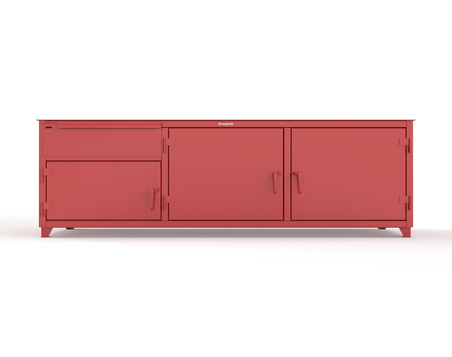 Extreme Duty 12 GA Workbench with 1 Drawer, 3 Shelves - 108 In. W x 30 In. D x 34 In. H - 93-WB-303-1DB-7024 - 93-WB-303-1DB-3001