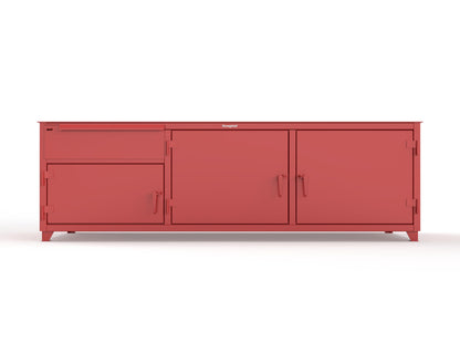 Extreme Duty 12 GA Workbench with 1 Drawer, 3 Shelves - 108 In. W x 30 In. D x 34 In. H - 93-WB-303-1DB-7024 - 93-WB-303-1DB-3001