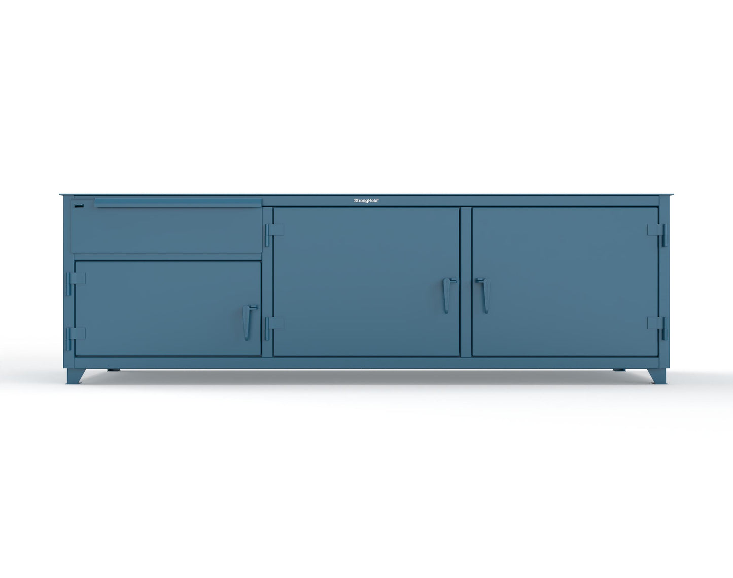 Extreme Duty 12 GA Workbench with 1 Drawer, 3 Shelves - 108 In. W x 30 In. D x 34 In. H - 93-WB-303-1DB-7024 - 93-WB-303-1DB-5001