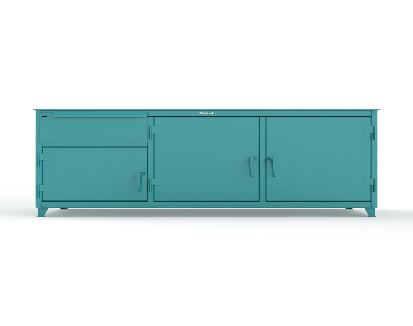 Extreme Duty 12 GA Workbench with 1 Drawer, 3 Shelves - 108 In. W x 30 In. D x 34 In. H - 93-WB-303-1DB-7024 - 93-WB-303-1DB-5021