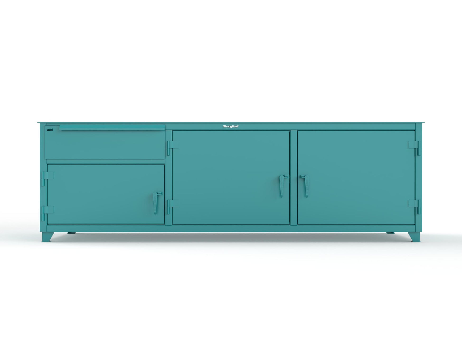 Extreme Duty 12 GA Workbench with 1 Drawer, 3 Shelves - 108 In. W x 30 In. D x 34 In. H - 93-WB-303-1DB-7024 - 93-WB-303-1DB-5021