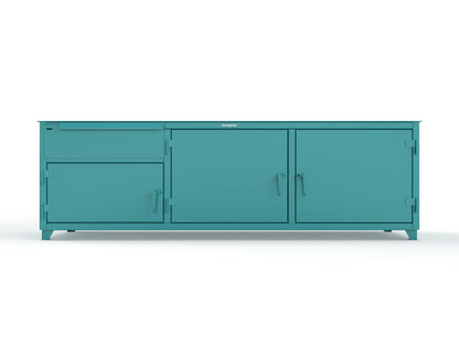 Extreme Duty 12 GA Workbench with 1 Drawer, 3 Shelves - 108 In. W x 30 In. D x 34 In. H - 93-WB-303-1DB-7024 - 93-WB-303-1DB-5021