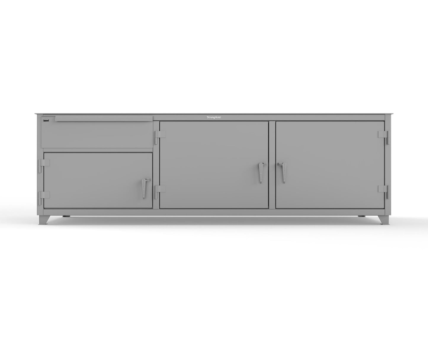 Extreme Duty 12 GA Workbench with 1 Drawer, 3 Shelves - 108 In. W x 30 In. D x 34 In. H - 93-WB-303-1DB-7024 - 93-WB-303-1DB-7037
