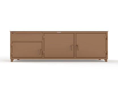 Extreme Duty 12 GA Workbench with 1 Drawer, 3 Shelves - 108 In. W x 30 In. D x 34 In. H - 93-WB-303-1DB-7024 - 93-WB-303-1DB-8008