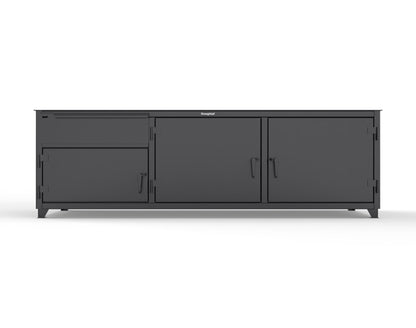 Extreme Duty 12 GA Workbench with 1 Drawer, 3 Shelves - 108 In. W x 30 In. D x 34 In. H - 93-WB-303-1DB-7024 - 93-WB-303-1DB-9005