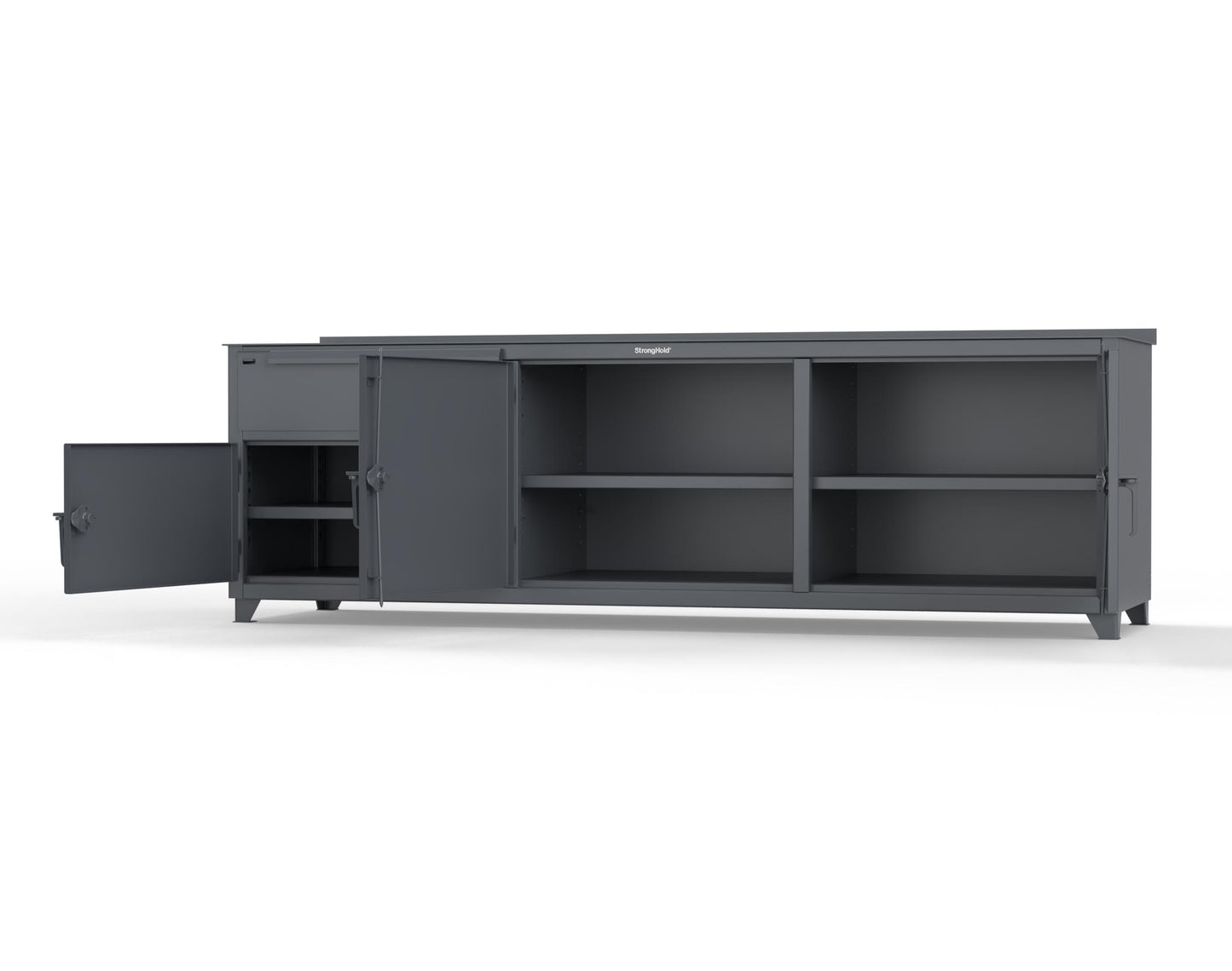 Extreme Duty 12 GA Workbench with 1 Drawer, 3 Shelves - 108 In. W x 30 In. D x 34 In. H - 93-WB-303-1DB-7024 - 93-WB-303-1DB-7024