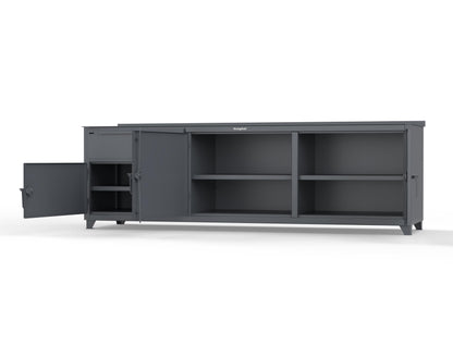 Extreme Duty 12 GA Workbench with 1 Drawer, 3 Shelves - 108 In. W x 30 In. D x 34 In. H - 93-WB-303-1DB-7024 - 93-WB-303-1DB-7024