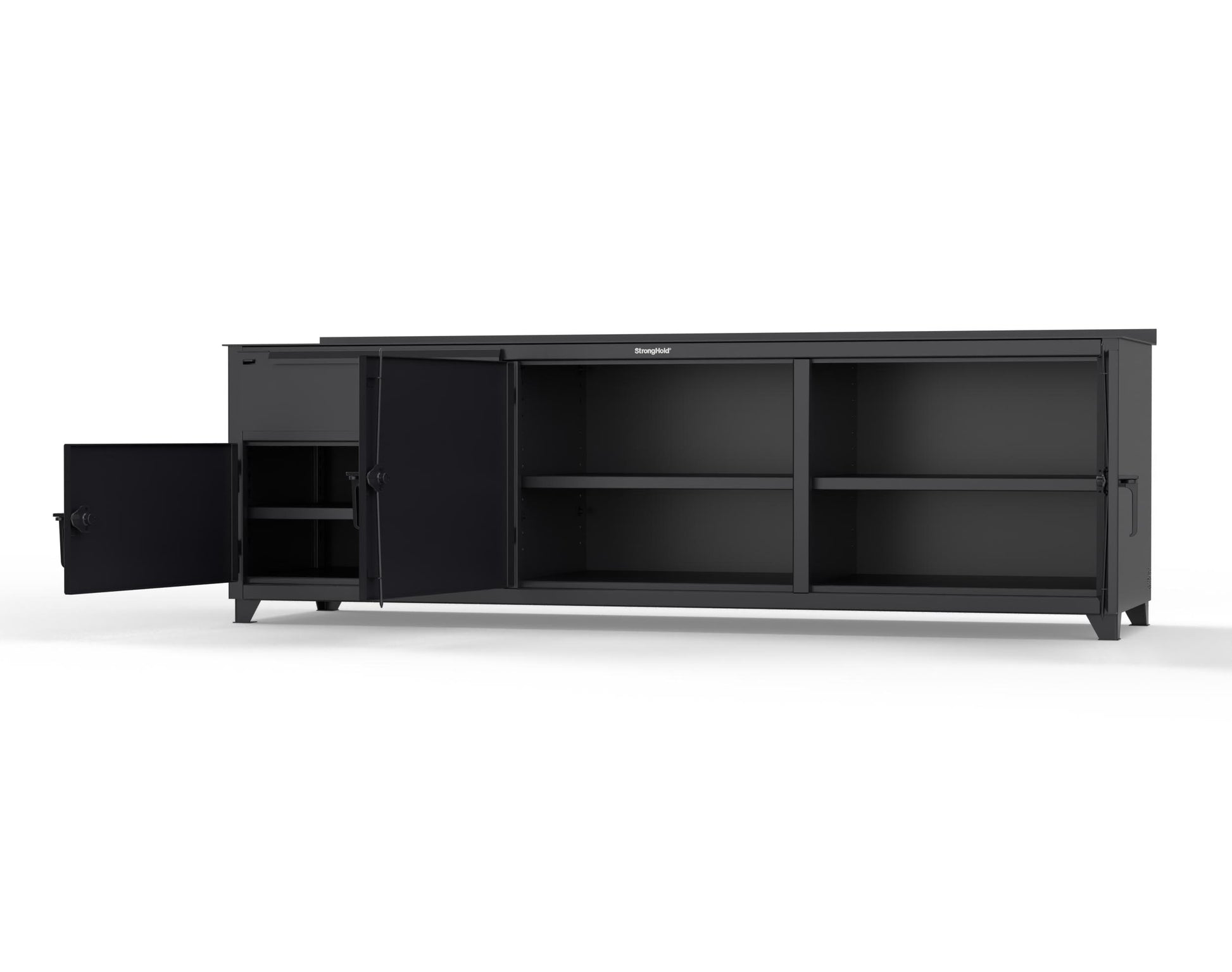 Extreme Duty 12 GA Workbench with 1 Drawer, 3 Shelves - 108 In. W x 30 In. D x 34 In. H - 93-WB-303-1DB-7024 - 93-WB-303-1DB-9005