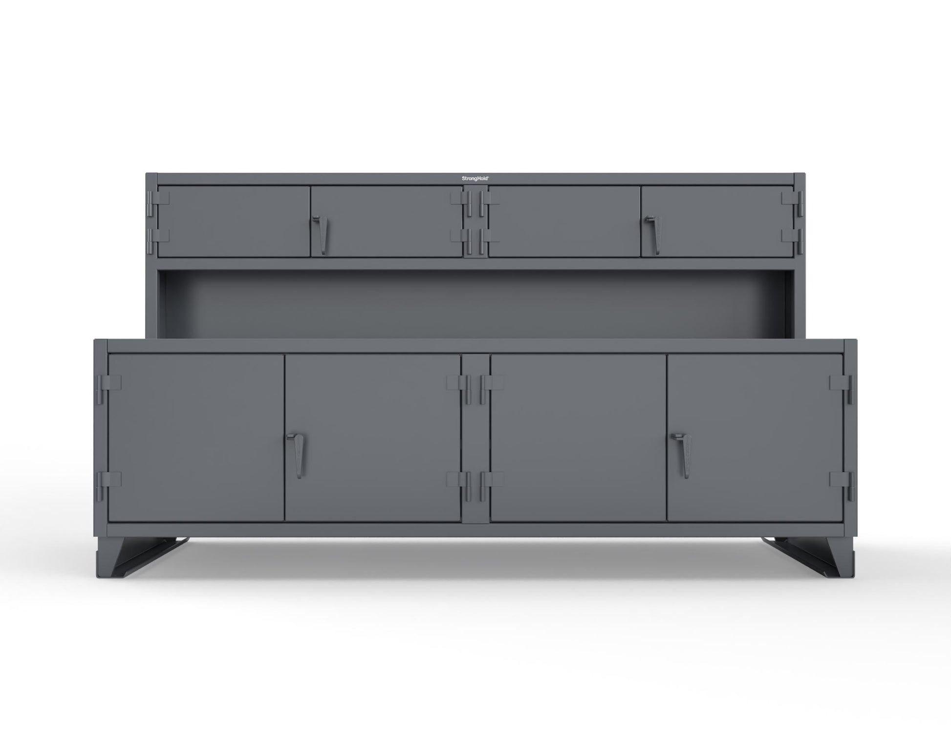 Extreme Duty 12 GA Workbench with Upper Storage Compartments, 1 Shelf - 108 In. W x 30 In. D x 62 In. H - 95-UC-301-7024