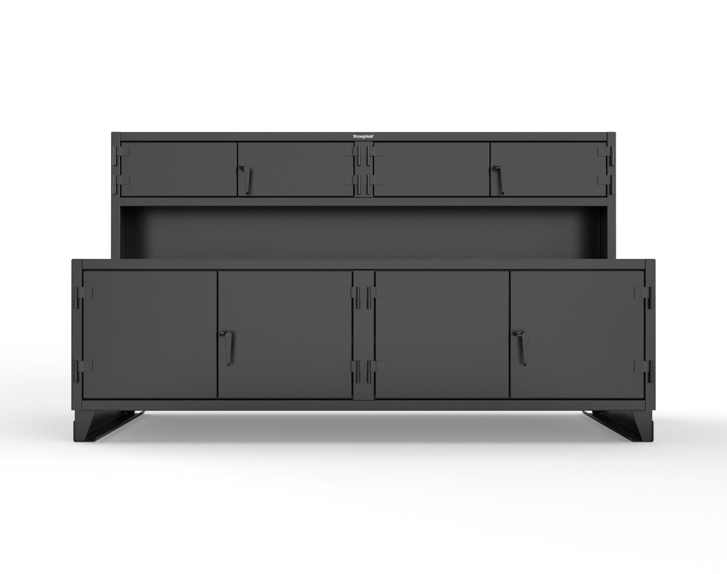 Extreme Duty 12 GA Workbench with Upper Storage Compartments, 1 Shelf - 108 In. W x 30 In. D x 62 In. H - 95-UC-301-9005