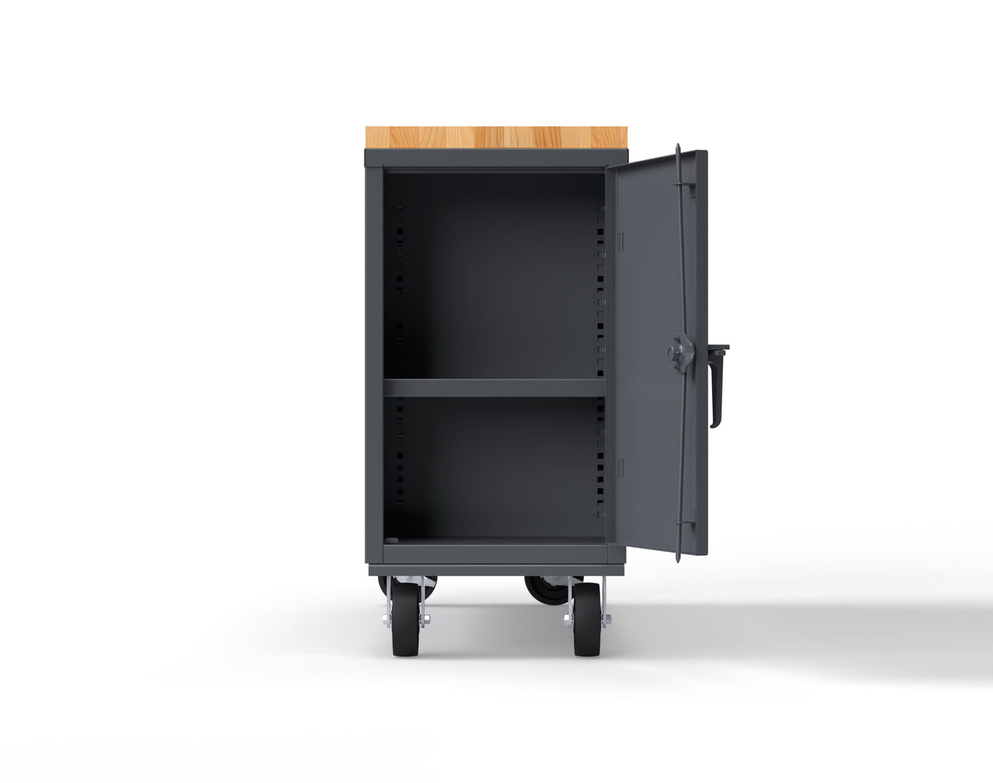 Extra Heavy Duty 14 GA Mobile Tool Cart with Side Compartment, Maple Top, 12 Half-Width Drawers - 3" Drawers x8, 6" Drawers x4 - 60 in. W x 21 in. D x 41 in. H