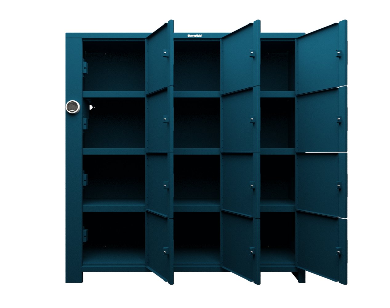 Extra Heavy Duty SIMPLE Locker - Single Input Multi-Point Locking Entry - Access Control Locker with 12 Solid Doors  -  72" W x 24" D x 75" H