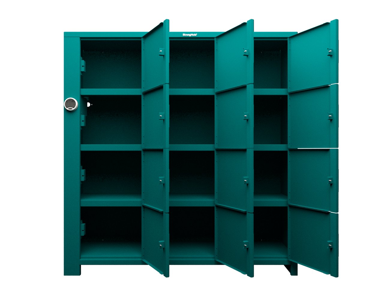 Extra Heavy Duty SIMPLE Locker - Single Input Multi-Point Locking Entry - Access Control Locker with 12 Solid Doors  -  72" W x 24" D x 75" H