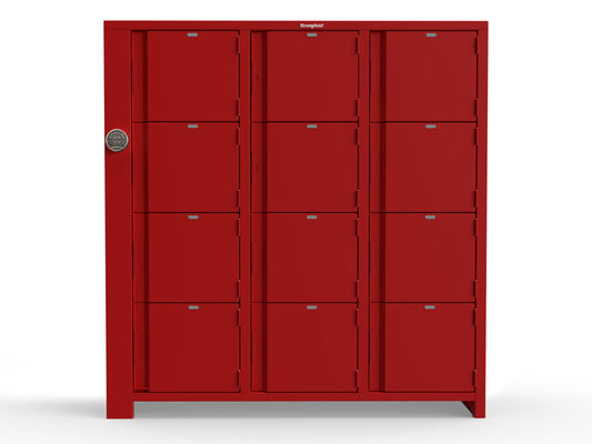 Extra Heavy Duty SIMPLE Locker - Single Input Multi-Point Locking Entry - Access Control Locker with 12 Solid Doors  -  72" W x 24" D x 75" H