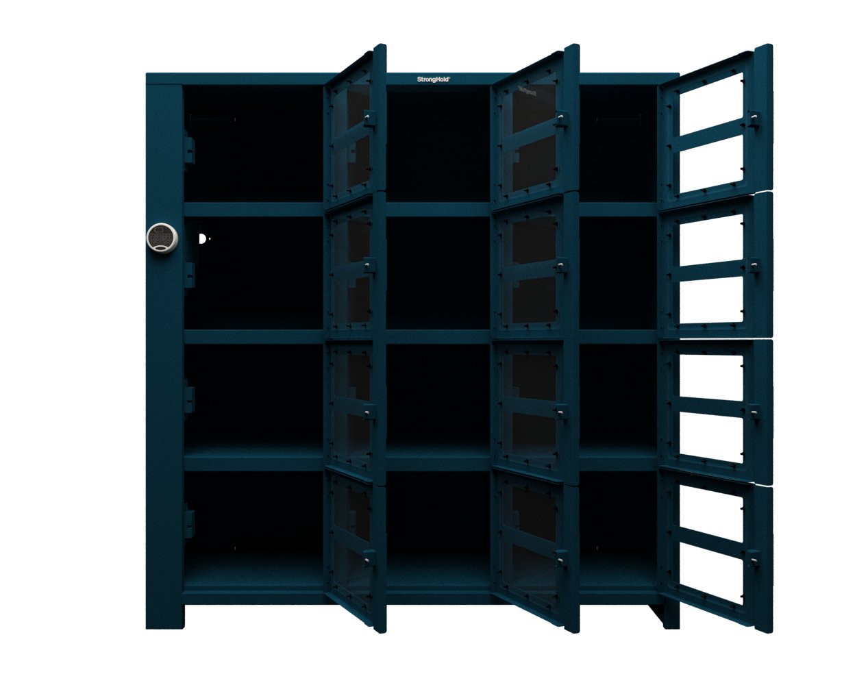 Extra Heavy Duty SIMPLE Locker - Single Input Multi-Point Locking Entry - Access Control Locker with 12 Clearview Doors  -  72" W x 24" D x 75" H