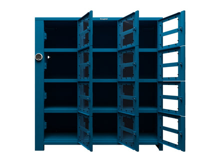 Extra Heavy Duty SIMPLE Locker - Single Input Multi-Point Locking Entry - Access Control Locker with 12 Clearview Doors  -  72" W x 24" D x 75" H