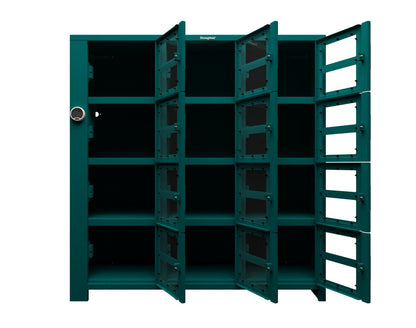 Extra Heavy Duty SIMPLE Locker - Single Input Multi-Point Locking Entry - Access Control Locker with 12 Clearview Doors  -  72" W x 24" D x 75" H