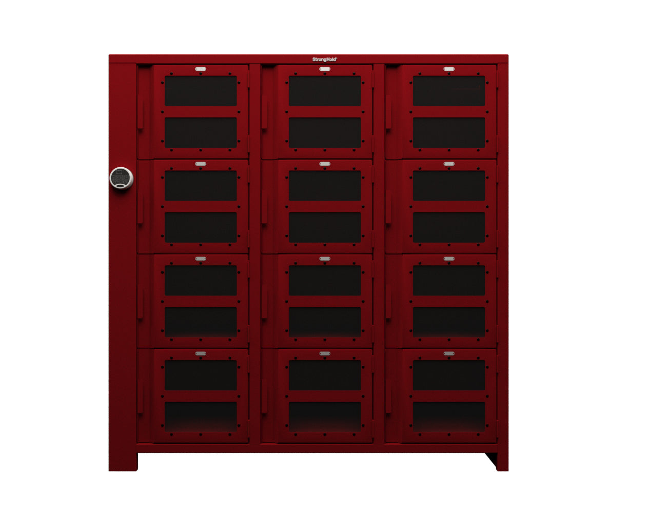 Extra Heavy Duty SIMPLE Locker - Single Input Multi-Point Locking Entry - Access Control Locker with 12 Clearview Doors  -  72" W x 24" D x 75" H