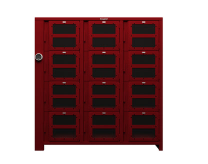 Extra Heavy Duty SIMPLE Locker - Single Input Multi-Point Locking Entry - Access Control Locker with 12 Clearview Doors  -  72" W x 24" D x 75" H