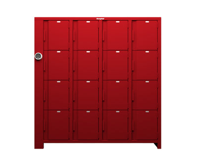 Extra Heavy Duty SIMPLE Locker - Single Input Multi-Point Locking Entry - Access Control Locker with 16 Solid Doors  -  72" W x 24" D x 75" H