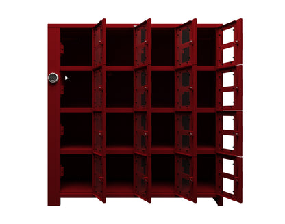 Extra Heavy Duty SIMPLE Locker - Single Input Multi-Point Locking Entry - Access Control Locker with 16 Clearview Doors  -  72" W x 24" D x 75" H