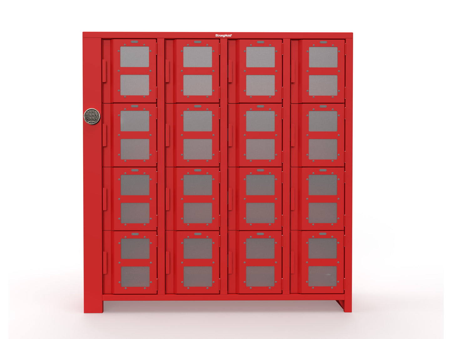 Extra Heavy Duty SIMPLE Locker - Single Input Multi-Point Locking Entry - Access Control Locker with 16 Clearview Doors  -  72" W x 24" D x 75" H