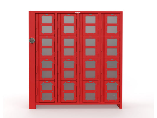 Extra Heavy Duty SIMPLE Locker - Single Input Multi-Point Locking Entry - Access Control Locker with 16 Clearview Doors  -  72" W x 24" D x 75" H